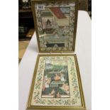 Pair of Framed and Glazed Hand Painted Asian Pictures