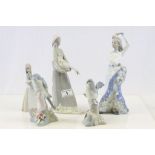 Five ceramic figurines to include Lladro & Nao