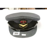 RAF Officers peaked Cap with sew on Badge with Queens Crown, by "P Williams & Son Ltd