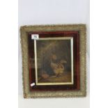 Framed and glazed Oil on canvas of a Chick chasing a Fly, signed E Hunt