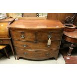 Early 19th century Mahogany Bow Fronted Chest of Two Short over Two Long Drawers raised on swept