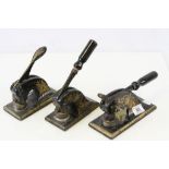 Three 19th Century Letter Presses with Toleware style decoration