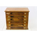 Light Oak Vintage Six Drawer Office Stack with Brass Handles