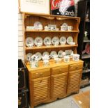 Modern Pine Dresser with Three Drawers and Three Slatted Cupboard Doors