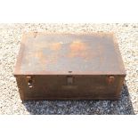 Military Storage Trunk With A Brass Label Marked For Westbury.