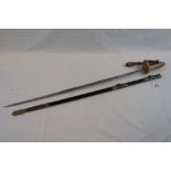 A George VI Naval Officer's Dress Sword, The Handgrip With Shagreen Mount And Braided Cord, With