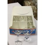 Boxed set of six vintage Babycham Champagne Glasses