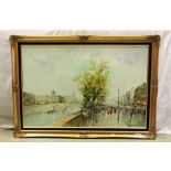 Large Gilt framed Oil on canvas of a Parisian scene