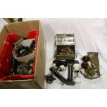 Box of Vintage Metalware to include Doorknobs, Drawer Fittings, Elephant Coathook, etc