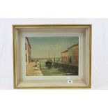 Framed Oil on board of a Harbour scene & signed by the Artist