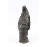 Benin Bronze bust with numerous neck rings