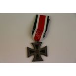 A WW2 German Third Reich EK2 2nd Class Iron Cross Medal With Replacement Ribbon.