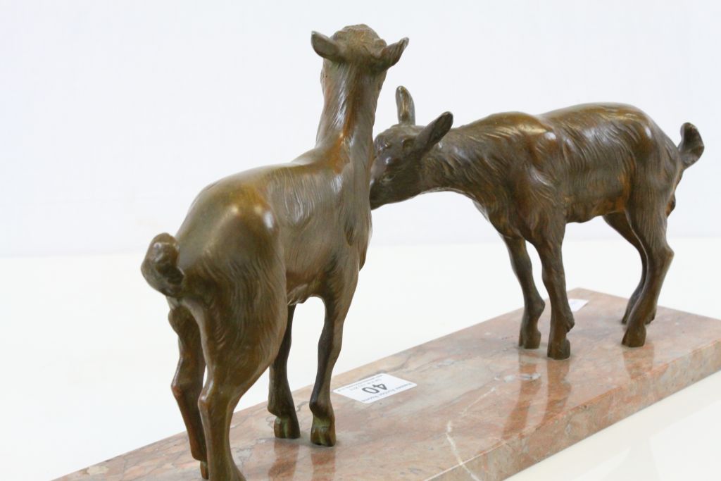 Art Deco Bronzed Goat sculpture on a Marble base - Image 3 of 4