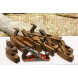 Saleman's No. 4 Woodworking Plane together with Eleven Restored Wooden Woodworking Planes