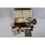 A Collection Of R.A.F & R.F.C Items Contained In A Vintage Wooden Box To Include A WW1 Era R.F.C.