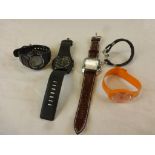 Assorted vintage watches to include Swatch, Megir, Casio G Shock, Louifrey and a bracelet