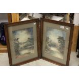 Pair of framed & glazed Watercolours of Barnard castle, signed "A Layton"