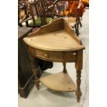 Modern Pine Corner Table with shelf below