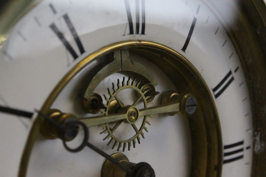 Large Slate & Marble mantle Clock with "medaille de bronze" movement and original Pendulum - Image 5 of 7