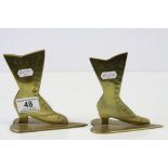 Pair of Antique Brass Mantle Piece Ornaments in the form of Boots