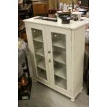 Early 20th century Painted Display Cabinet with Two Glazed Doors and raised on Bun Feet