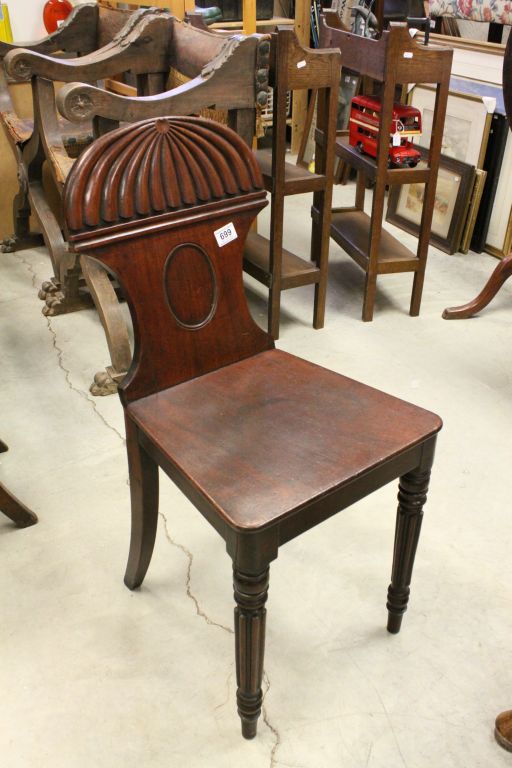 William IV Mahogany Hall Chair with Reeded Back and Legs