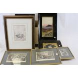 Small collection of vintage framed pictures & prints to include a pair of Watercolours