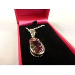 Silver Mystic Topaz Pendant Necklace on Silver Chain, cased
