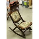 Victorian Style Folding Rocking Chair with Padded Seat and Back