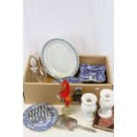 Mixed collectables to include Murano style glass Cockerel, Silver plate, ceramics pair of cut