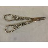 Pair of Silver Plated Grape and Vine Decorated Scissors