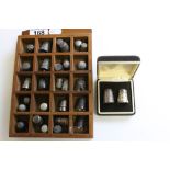 A collection of silver and white metal thimbles, various makers to include Charles Horner Chester,