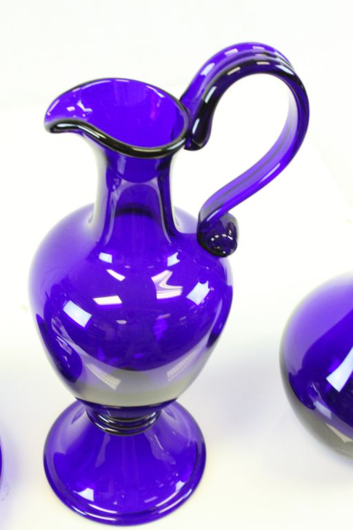 Three large boxed items of Bristol Blue Glass to include two Decanters and an Ewer - Image 3 of 4