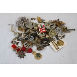 Collection Of Military Badges & Buttons, To Include Cap Badges, Collar Titles Of Various Regiments.