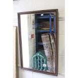 Mahogany Effect Framed Rectangular Mirror with Bevelled Edge