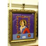 Pierced Gilt Framed Oil on Glass Portrait of Saint Katerina