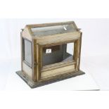 19th century Gilt Wood Framed Display Cabinet / Terrarium, the pitched top with two glazed panels