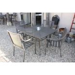 Modern Metal Square Garden Table with Four Matching Garden Elbow Chairs