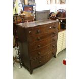 Early 19th century Mahogany Bow Fronted Chest of Two Short over Four Long Drawers with Turned