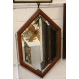 Early 20th century Mahogany Framed Bevelled Edge Mirror, Rhombus Style Shape