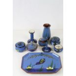 Collection of Torquay ware Kingfisher Pattern Part Dressing Table Set