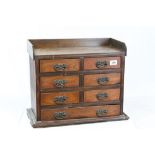 Late 19th / Early 20th century Mahogany Table Top Bank of Seven Drawers