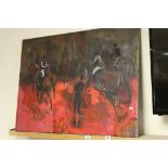 Large unframed "Dorothy Bradford" (1918 - 2008) Oil on canvas "Riding School"