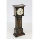 Oak Cased Mantle Clock in the form of a Longcase Clock, 40cms high