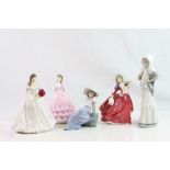 Two Nao figurines, Royal Doulton "Autumn Breezes" figurine & two Worcester figurines to include;