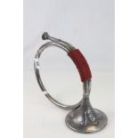 White metal Military style horn with red cord grip