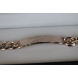 Silver identity bracelet, flat curb link chain, length approximately 19cm