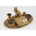 Black Forest Style Carved Wooden Desk Tidy with a Carved Dog