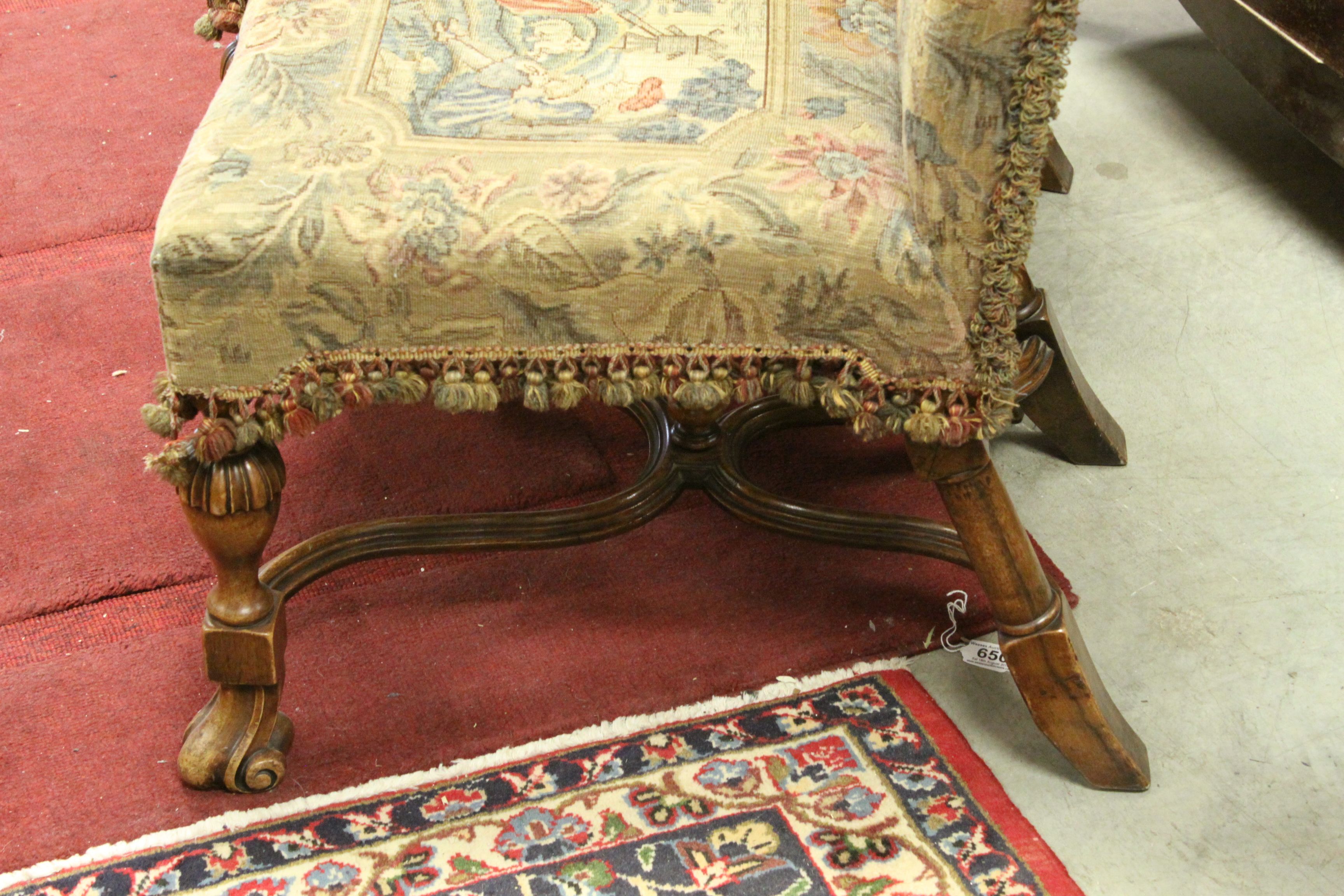 Pair of 17th century Style Chairs, the needlework covered seat and back with fringes and tassles - Image 7 of 7