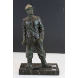 Bronzed figure of a French Fireman on a Marble base